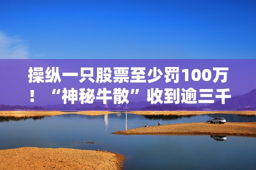 操纵一只股票至少罚100万！“神秘牛散”收到逾三千万罚单