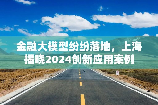 金融大模型纷纷落地，上海揭晓2024创新应用案例