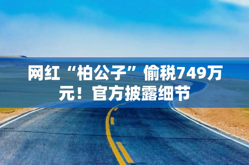 网红“柏公子”偷税749万元！官方披露细节