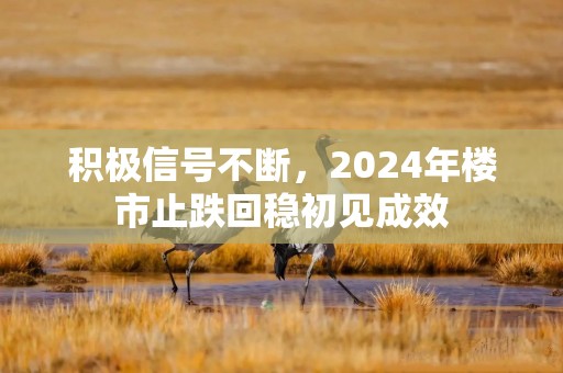 积极信号不断，2024年楼市止跌回稳初见成效