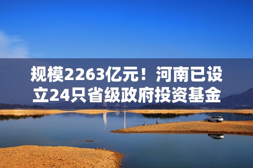 规模2263亿元！河南已设立24只省级政府投资基金