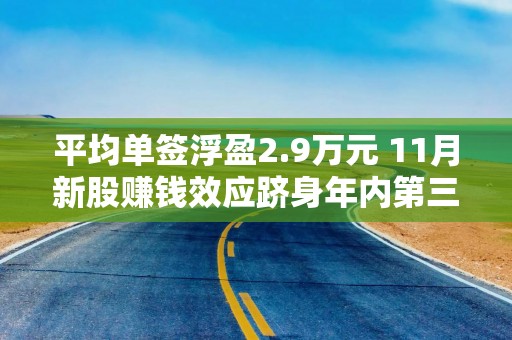 平均单签浮盈2.9万元 11月新股赚钱效应跻身年内第三