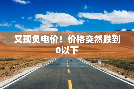 又现负电价！价格突然跌到0以下