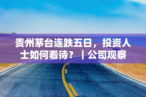 贵州茅台连跌五日，投资人士如何看待？｜公司观察