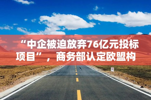 “中企被迫放弃76亿元投标项目”，商务部认定欧盟构成贸易投资壁垒