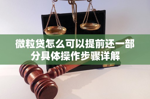 微粒贷怎么可以提前还一部分具体操作步骤详解