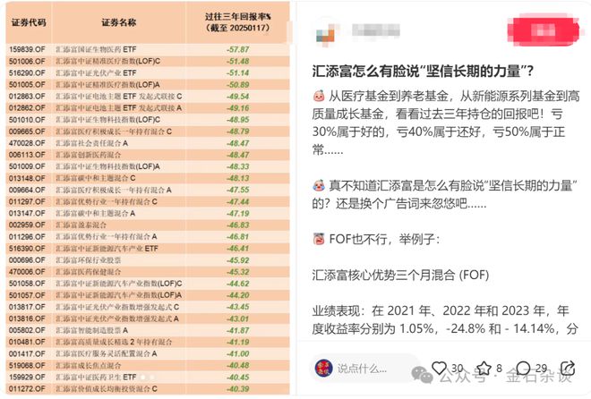 汇添富产品批量跌超30%，多位明星经理亏到离职！网友：麻烦换句广告词